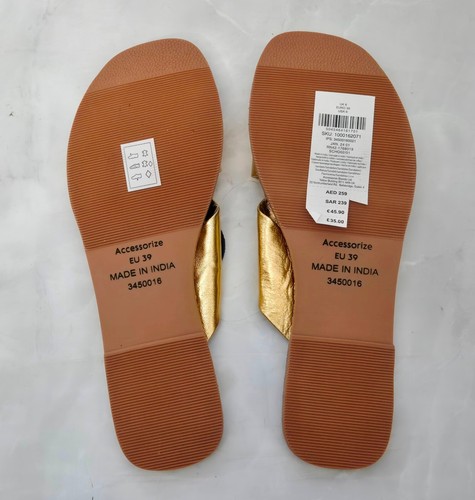 Accessorize London Damen Schön Gold Riemchen Slipper auf Flach Sandalen Eu 39 6 - Bild 5 von 6