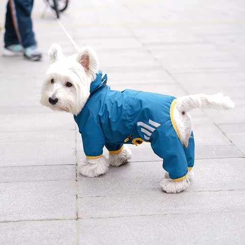 Dog Raincoat, Waterproof Dog Rain Coat with Hood, Reflective (Blue,Size:M) - Picture 6 of 8