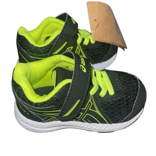 ASICS Toddler Sneakers Tennis Shoes New Mesh Black Neon Athletic Running Size K4 - Picture 5 of 11