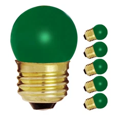 5 Pack CERAMIC GREEN Globe Indicator Bulb 7.5W 120V S11 Medium Base E26