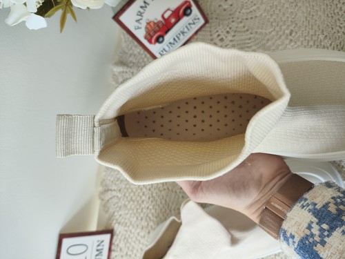 Bnwt Womens Cream White Comfy ankle Platform Socks boots shoes size 8 Casual - Picture 7 of 8