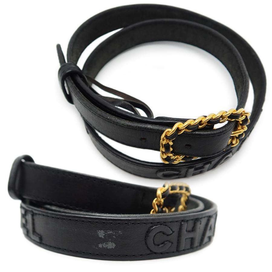 Chanel Authentic 65/26 60.0 cm Belt Women's Black Calf