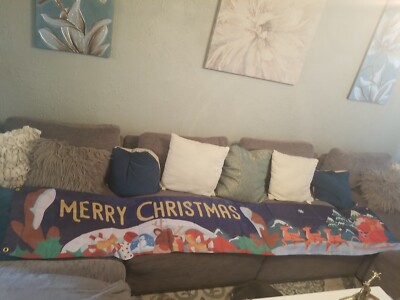 Vintage Style Christmas Banner 113x19 inchTraditional Retro Sign Decoration Xmas