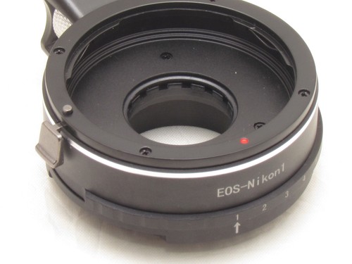 Canon EOS- Nikon 1 N1 Adapter Built in Aperture EF EF-S Mount Lens Camera J4 V5 - Picture 7 of 12