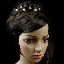 Ivory Single Pearl With Scattered Rhinestones Twist Bridal Hair Pin - Set Of 6