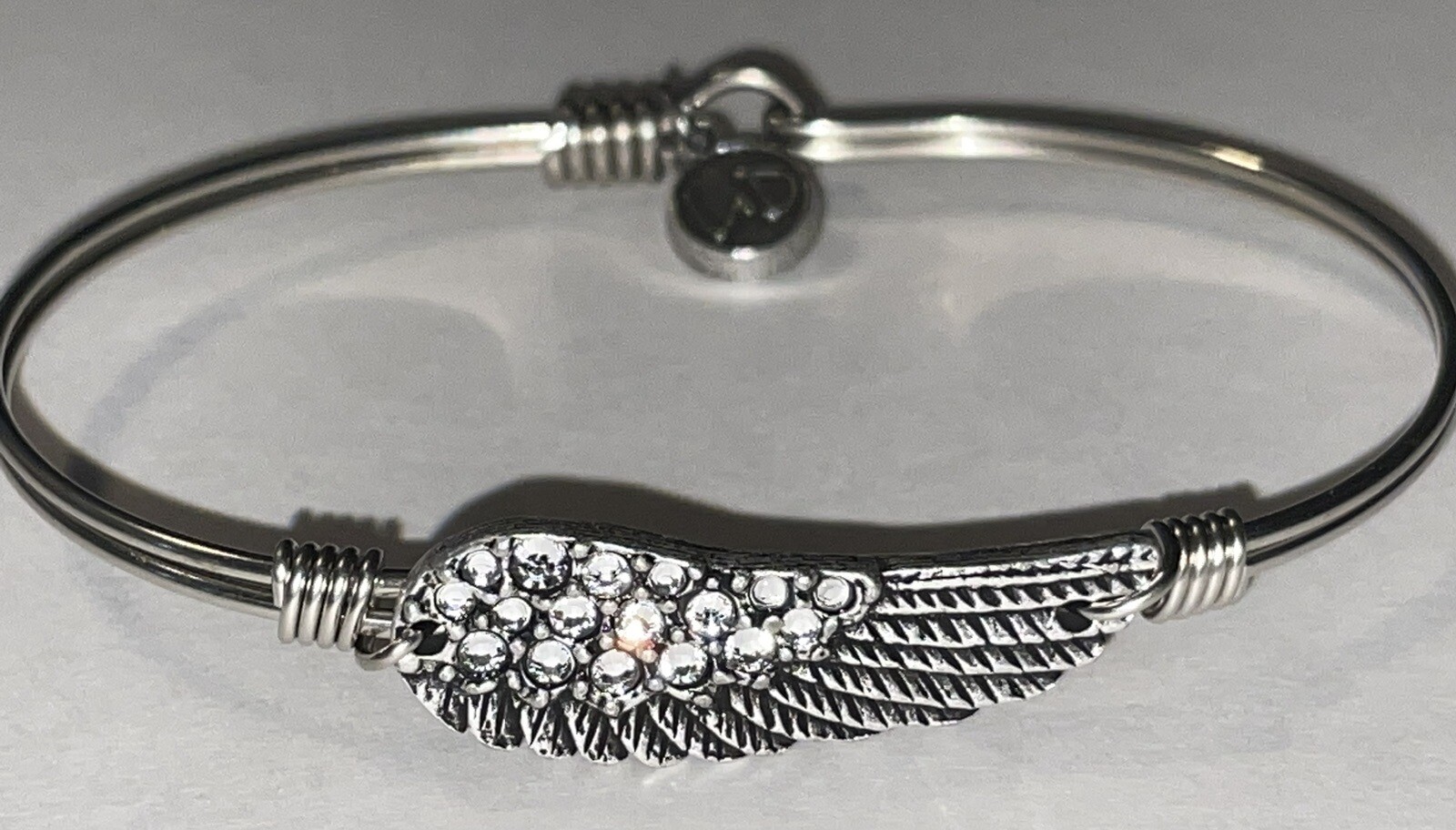 NEW Luca & Danni Always An Angel By Your Side Wing Bangle Bracelet! Silver, Med!