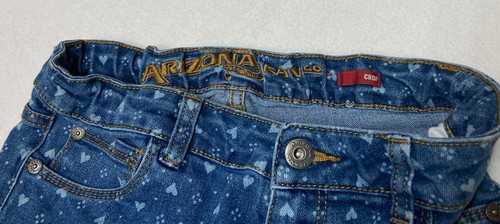 Arizona Girl's Crop Jeans14 Regular Adjustable Waist Blue w/ Hearts H-12 - Picture 6 of 9