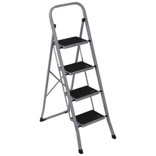 4 Steps Ladder Folding Anti-Slip Safety Folding Steel Wide Pedal 300Lbs Load