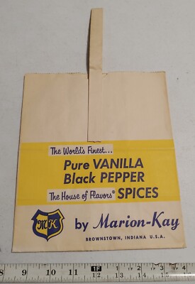 Vintage Marion Kay Vanilla Spices Brownstown Indiana Advertising Paper Bag Rare