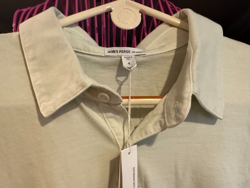 NWT James Perse Polo Men 4 XL Jersey 100% Cotton Short Sleeve LIME ORIG.$135