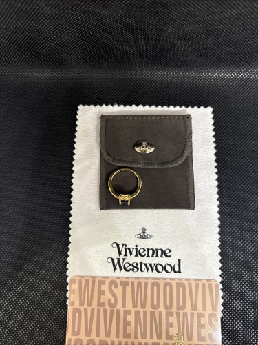 Anillo Vivienne Westwood Reina Petite Oro Azul Orbe Talla 8 Con Bolsa para el Polvo - Imagen 4 de 5