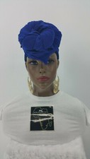 Solid Blue Knit Jesery Stretch Headwrap,Infinity Neck Wrap Scarf Stretch Turban