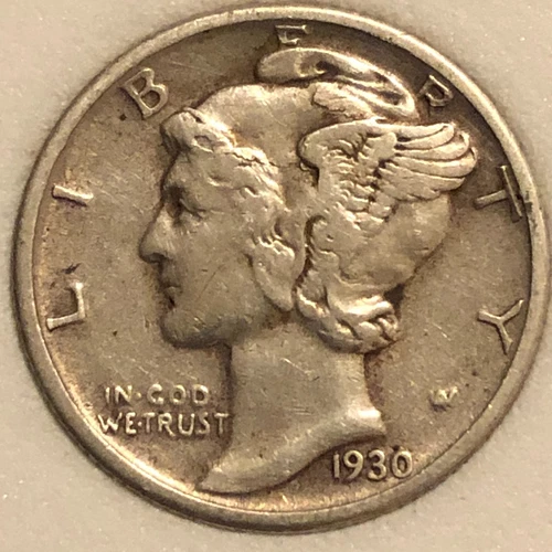 1930-P  Silver  Mercury Head Dime  Extra Fine Condition