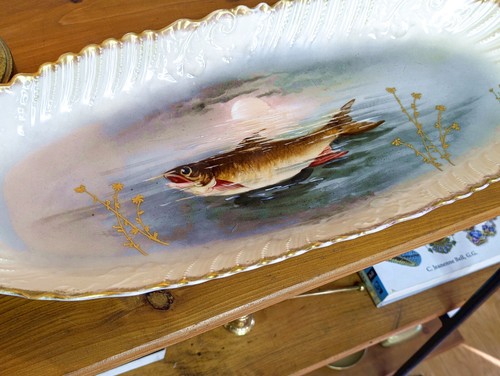 Rare Antique Lazarus Straus & Sons Limoges Fine Porcelain Fish Serving Platter - Picture 19 of 21