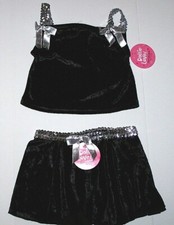 Dottie Loves Costume Set 2PC Outfit Velvet Black Silver Sequin  New Child Girl