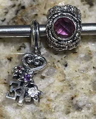 Niwa Beads Silver Umbalite Peony And Dangle With Rhodolite & Moonstone Set