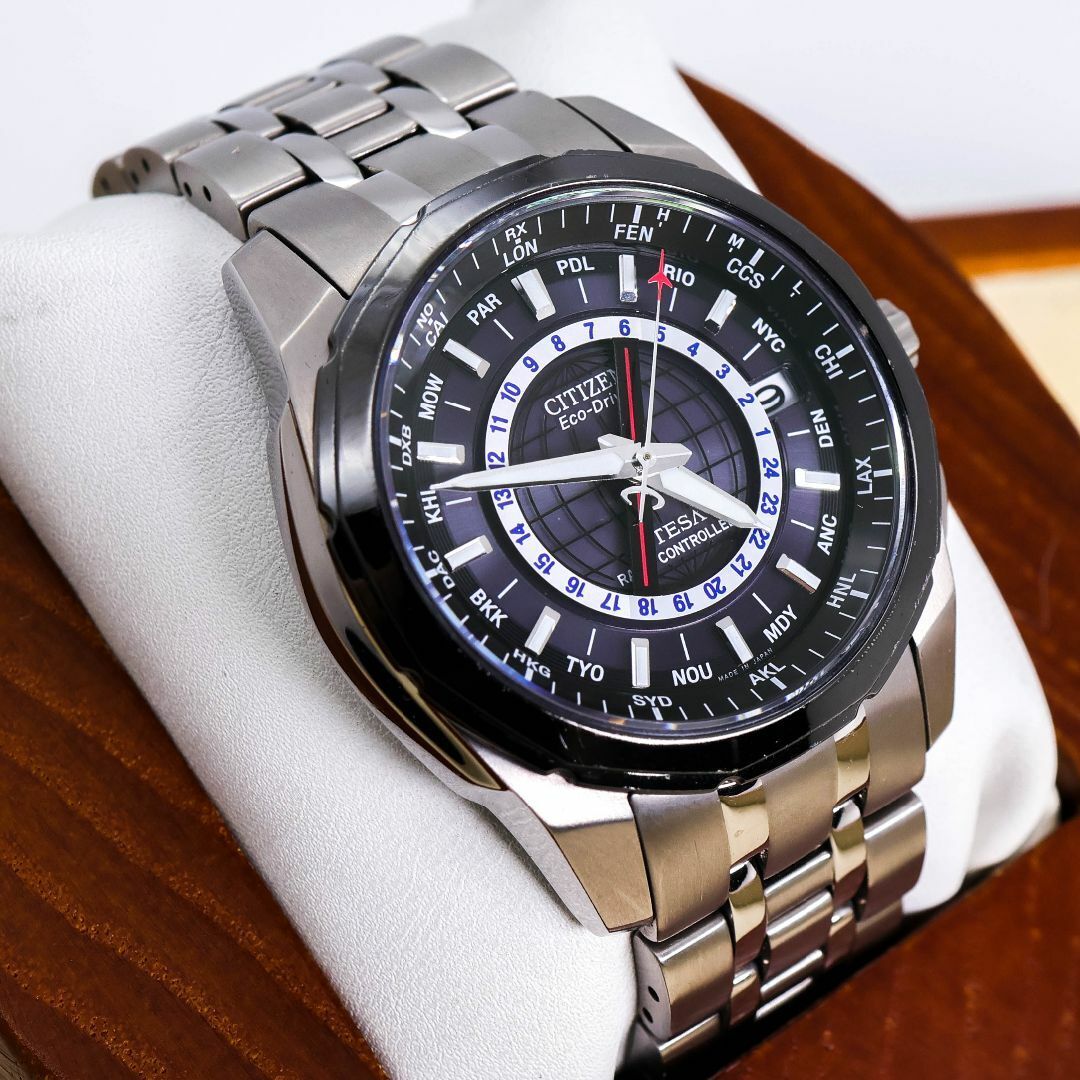 CITIZEN ATTESA Watch World Time Titanium Radio Solar Used Working Japan