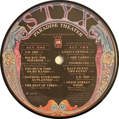 Styx – Paradise Theatre (A&M - SP-3719) 1981 Original US Press - Picture 5 of 7