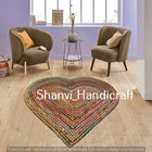 Braided Jute Cotton Heart Shaped Carpet Bedroom Living Room Decorative Floor Mat