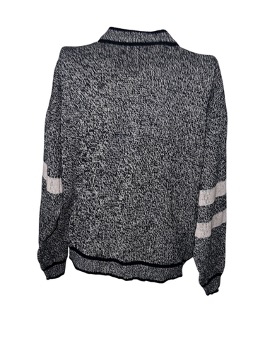 NICE VINTAGE 80s Bugle Boy University Gray Black Cardigan Sweater Mens SIZE Larg - Picture 6 of 10