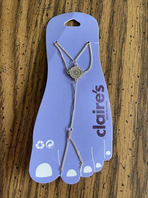 Claire's Anklet Foot Chain Adjustable Toe Ring Connected Gypsy