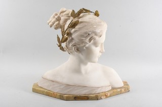 O81F03 Antonio Garella (1864 1919) Poesie Büste Alabaster auf Marmorsockel sign
