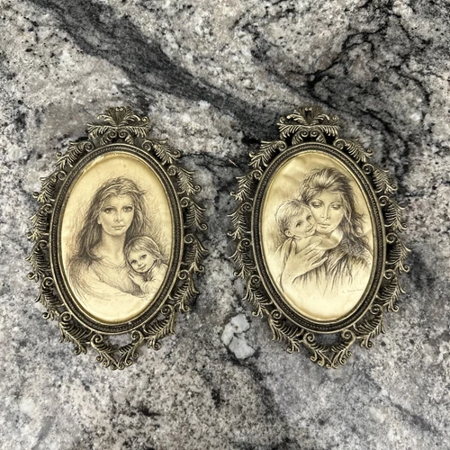 Giuseppe Tarantino "La Maternita" Milano 1976, Set Of 2 Prints Satin Framed Rare