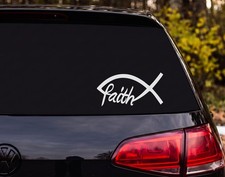 Faith Ichthys Christian Fish Silhouette Vinyl Decal Sticker Car Window