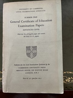 General Certificate Of Education Examination Papers 1968 Advanced Level