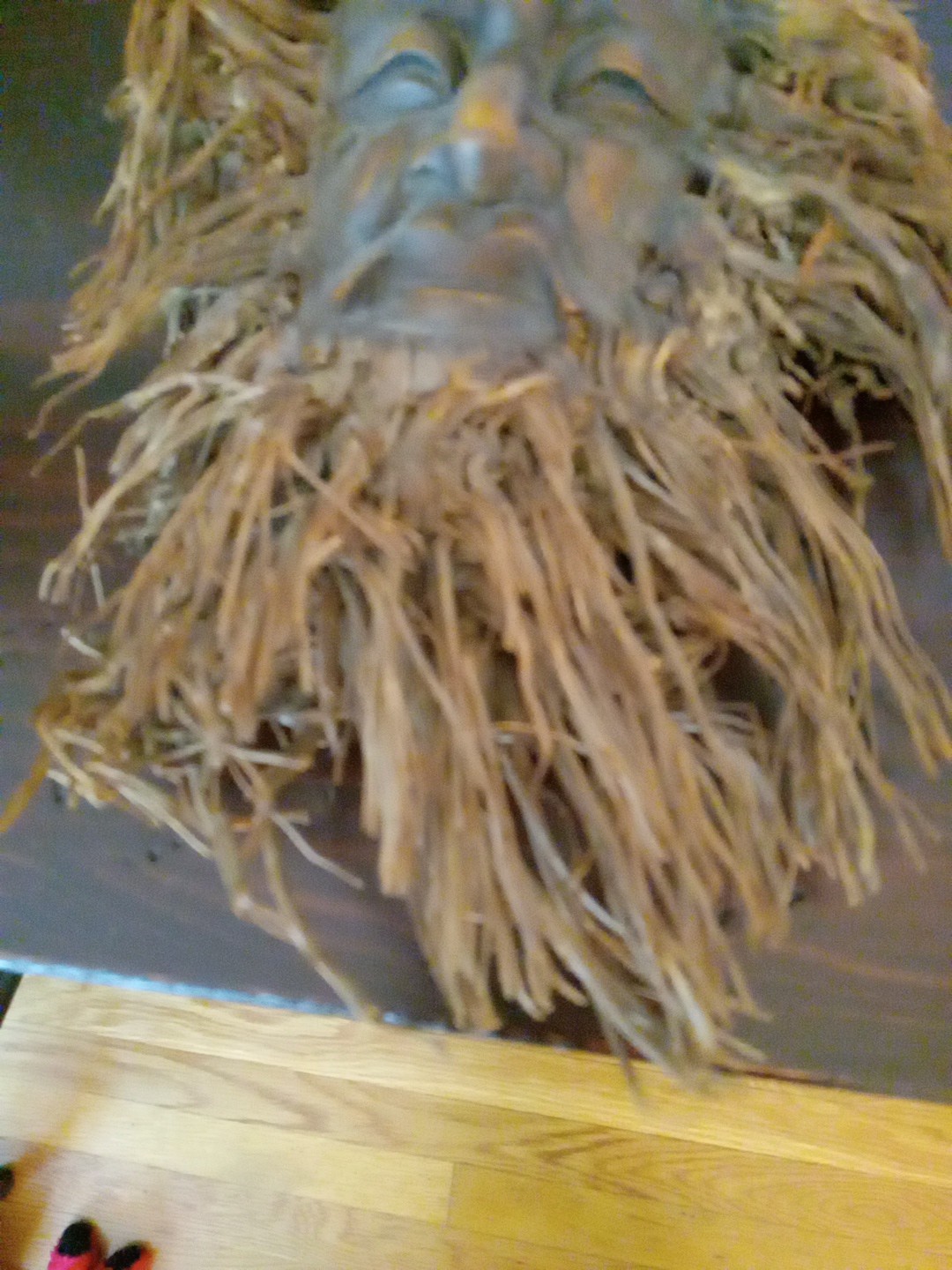 Bearded Bamboo RUSTIC Root Hand Carved Vtg Wood Chinese  11” Tall X 7w wall art