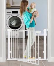 Baby Gate for Doorways  Stairs, Pressure Mount, Wide Walk-Thru, Double Lock, Wh