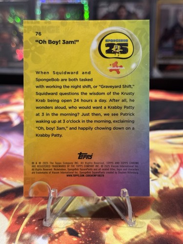 2025 Topps Cromo Bob Esponja Pantalones Cuadrados Patrick Oh Boy! 3am! Refractor azul/150 - Imagen 2 de 2