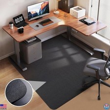 Premium 53"x45" Black Office Chair Mat - Heavy Duty Anti-Slip Floor Protector