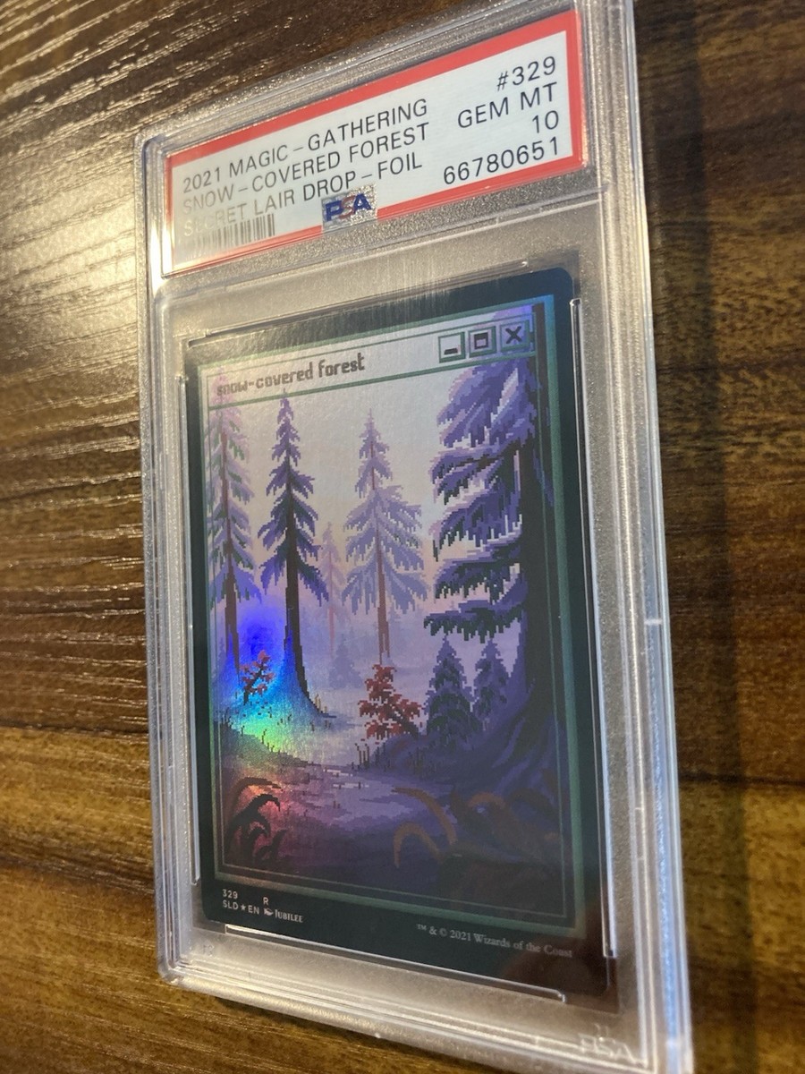 MTG✨Pixel SNOW-COVERED FOREST (Full Art) FOIL✨SLD PSA 10 RARE