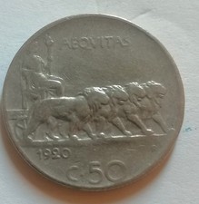 Vittorio Emanuele III 50 centesimi Leoni 1920 rigato
