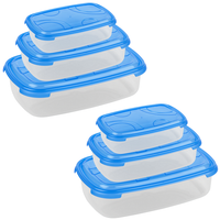 2X 3-Teilige Rechteckige Frischhaltedose Deckel BehäLter Aufbewahrungsbox Blau