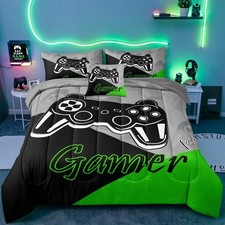 5 Pieces Gaming Bedding Set Twin Size For Boys Gamer Comforter Set For Boys Girl