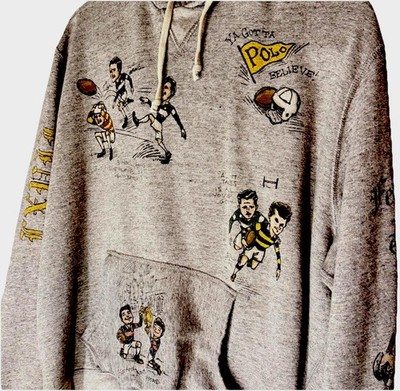    RARE Polo Ralph Lauren St. Andrew s Varsity Rugby Graphic Grey Hoodie Men M