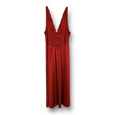 VANITY FAIR NWT Vintage Red Lace Nightgown Nightdress Lingerie LARGE