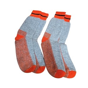 Vintage Unbranded Men's Wool Boot Socks Lot 2 Pairs Orange Gray Colorblock NOS