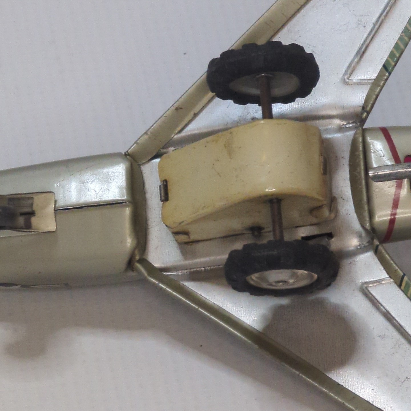 Vintage Tin Litho USAF F-100 Jet Toy 1950s Wind-Up Airplane 6" Japan Style