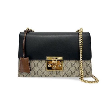 Gucci Paddy Lock Medium GG Canvas Leder Kette Schultertasche 149281168