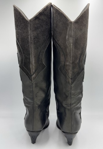 Vero Cuoio 17.25” Leather Boots Heels Womens 39.5 Brown Gray - Picture 6 of 15
