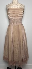 Serena Kay Silk Lace Strapless Boho Midi Dress Raw Edge Balletcore Romantic XS/S