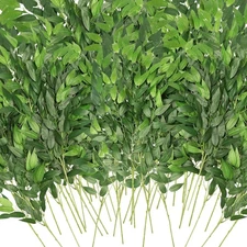 Artificial Italian Ruscus Greenery Stems, Faux Green Leaf Garland Branches Ha...