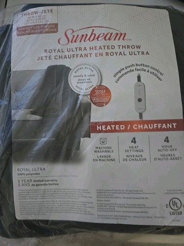 Sunbeam Royal Luxe Heated Throw New Dark Color - Foto 1 di 2