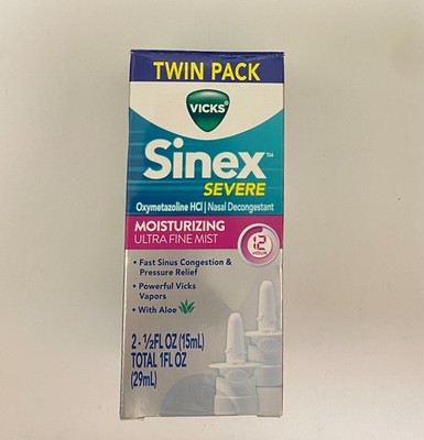 Vicks Sinex Severe Moisturizing Ultra Fine Mist Nasal Spray Twin Pack Exp 08/26