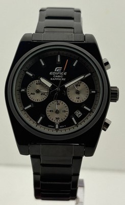 Working Casio Edifice Chronograph Date Quartz Black Dial Men's Wristwatch