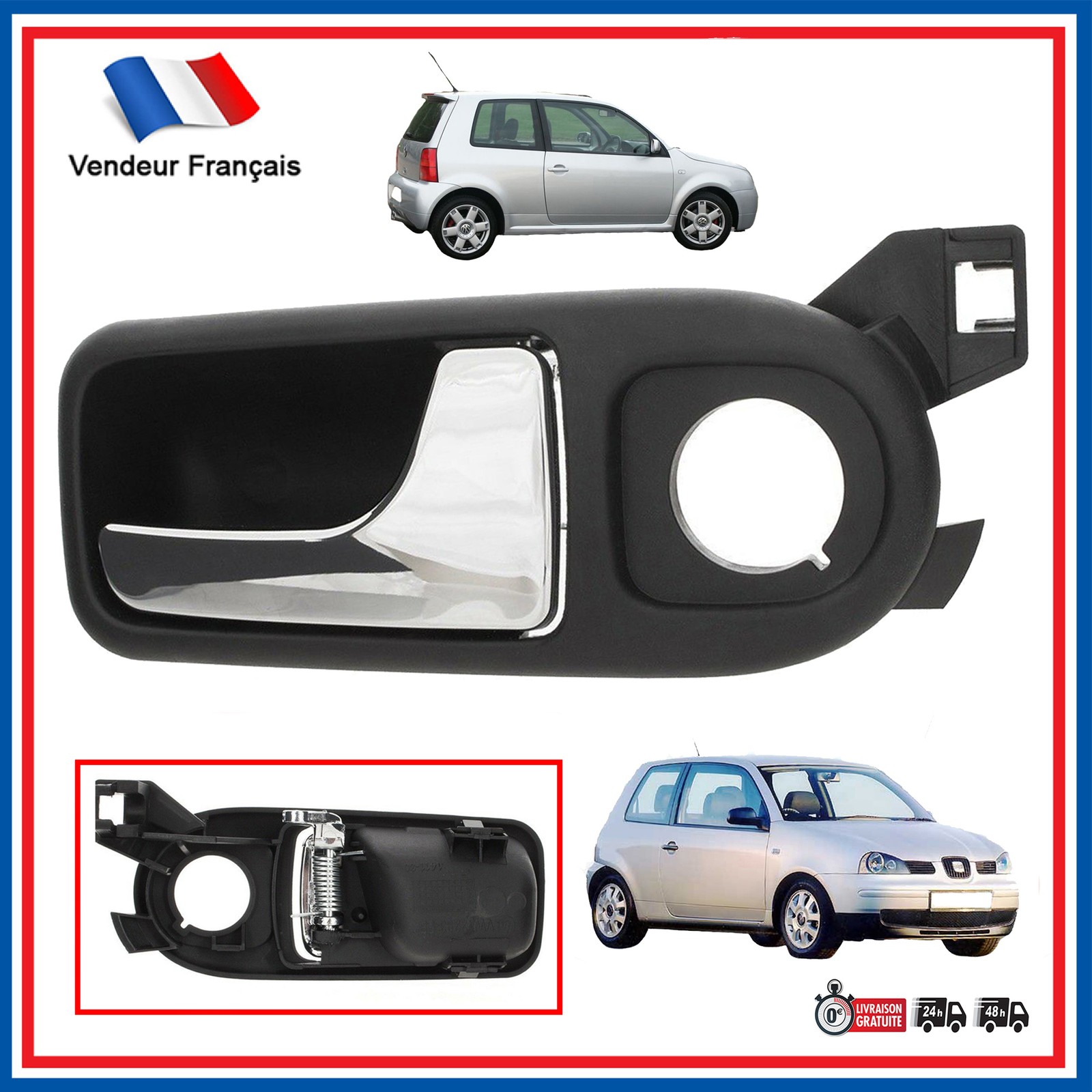 Poignée de porte 6X0837114 pour réparer l'ouverture passager Seat Arosa