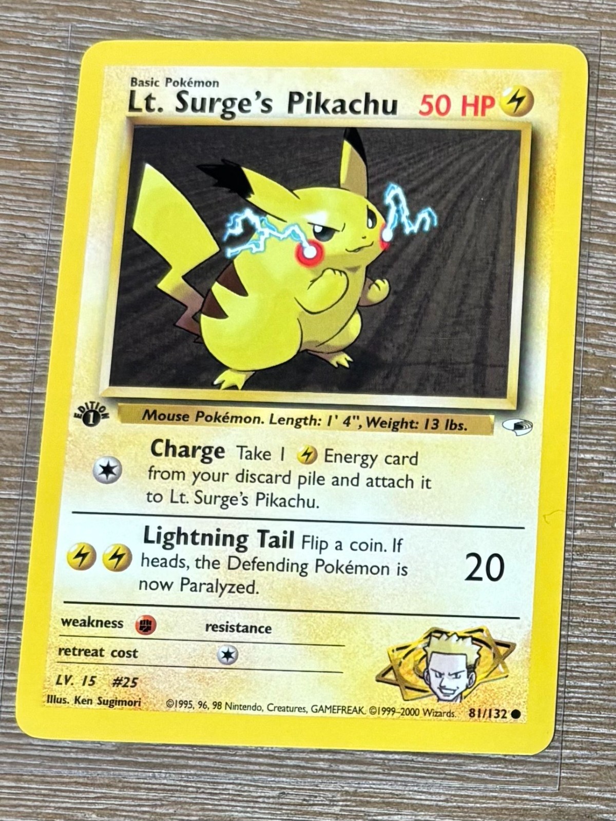 2000 Pokemon Gym Heroes 1st Edition Lt. Surge's Pikachu #81/132 NM